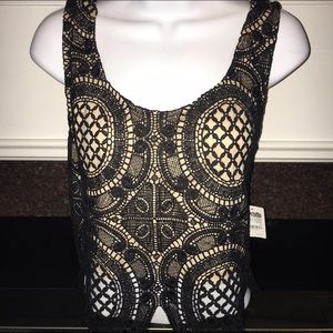 NWT Charlotte Russe Jazzy Black Lace Top Size L